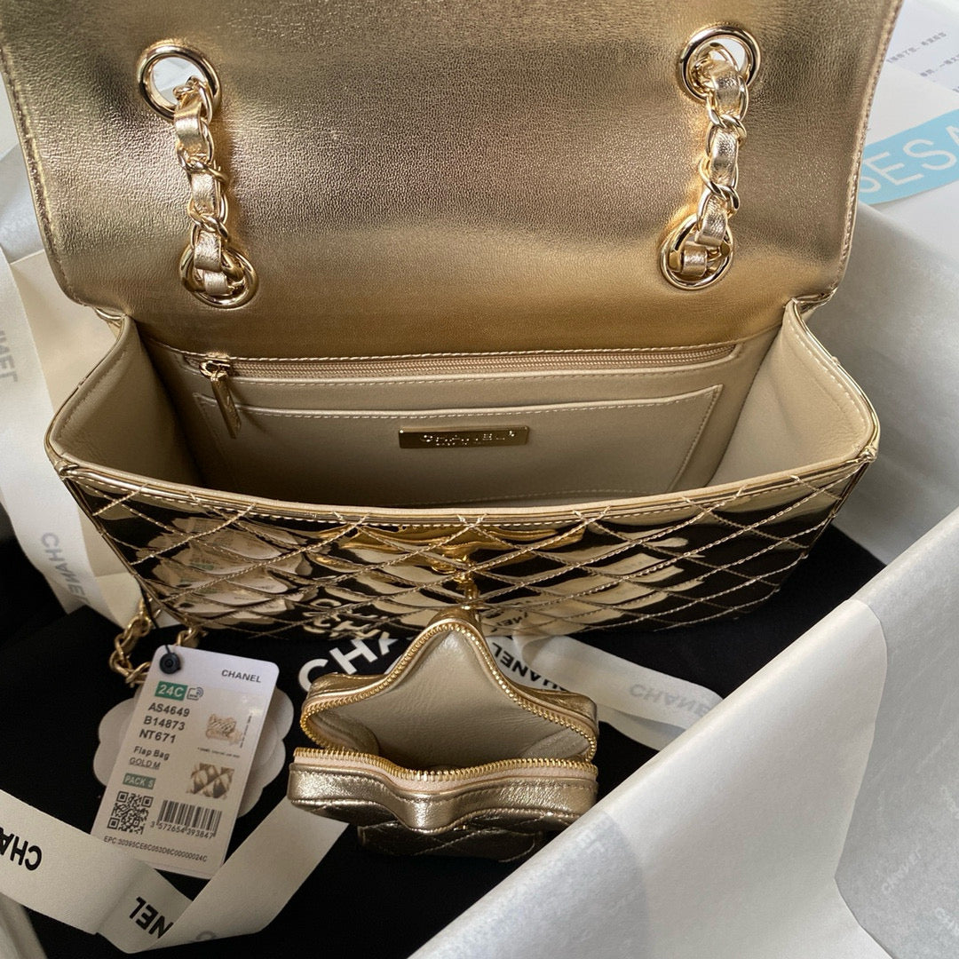 cc large backpack 31cm gold patent calfskin gold hardware mysite