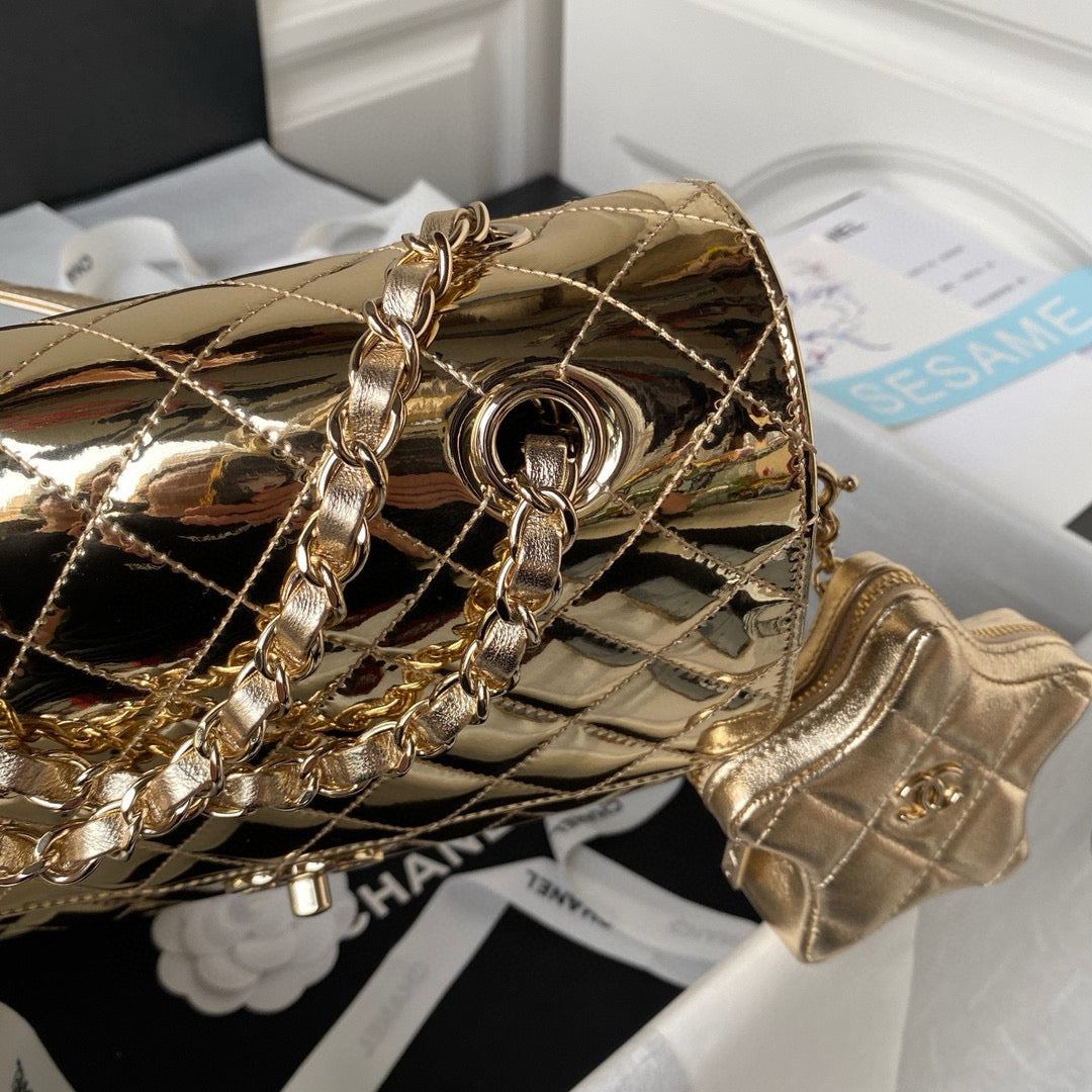cc large backpack 31cm gold patent calfskin gold hardware mysite