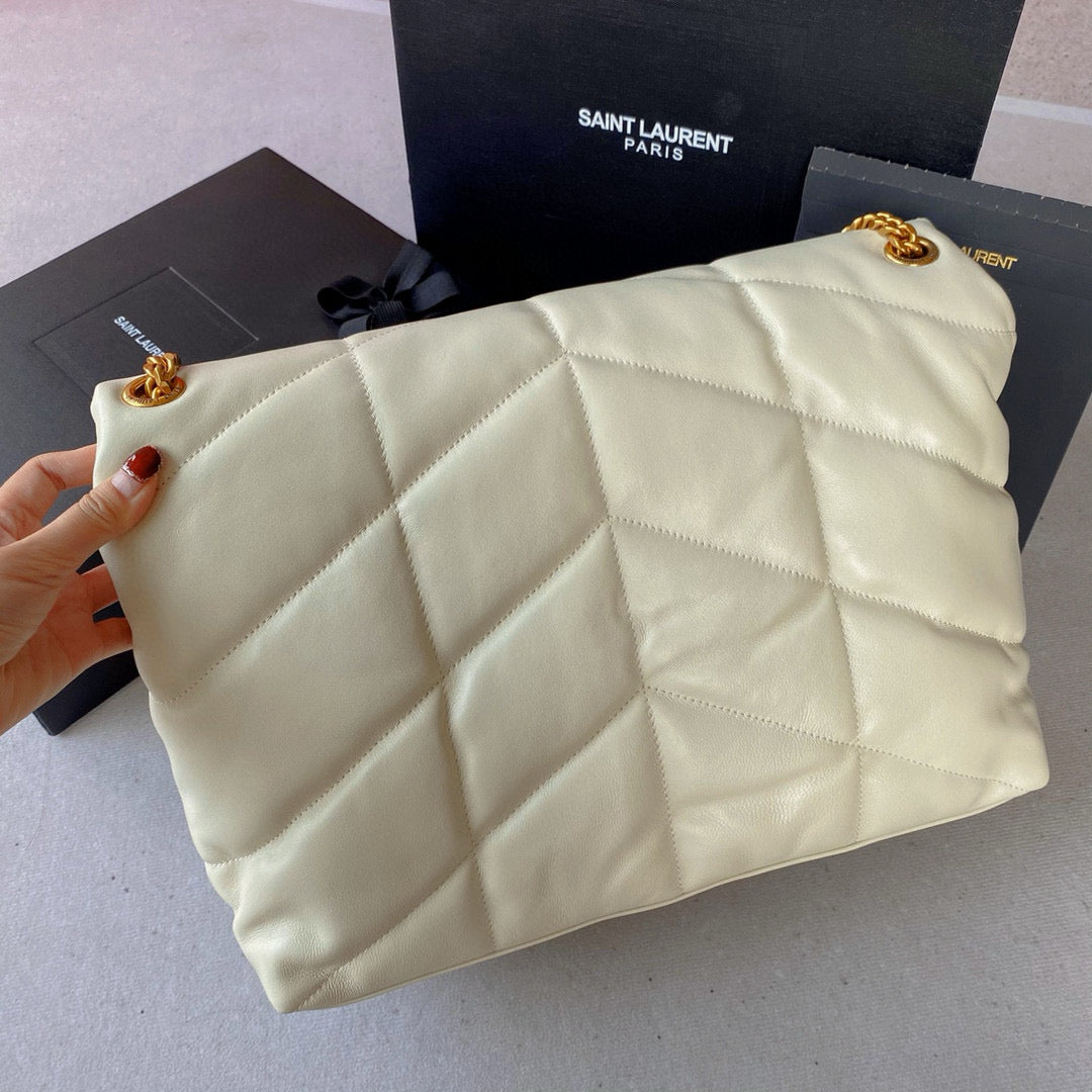 Loulou Puffer 35cm White Quilted Lambskin Bag Ghw mysite