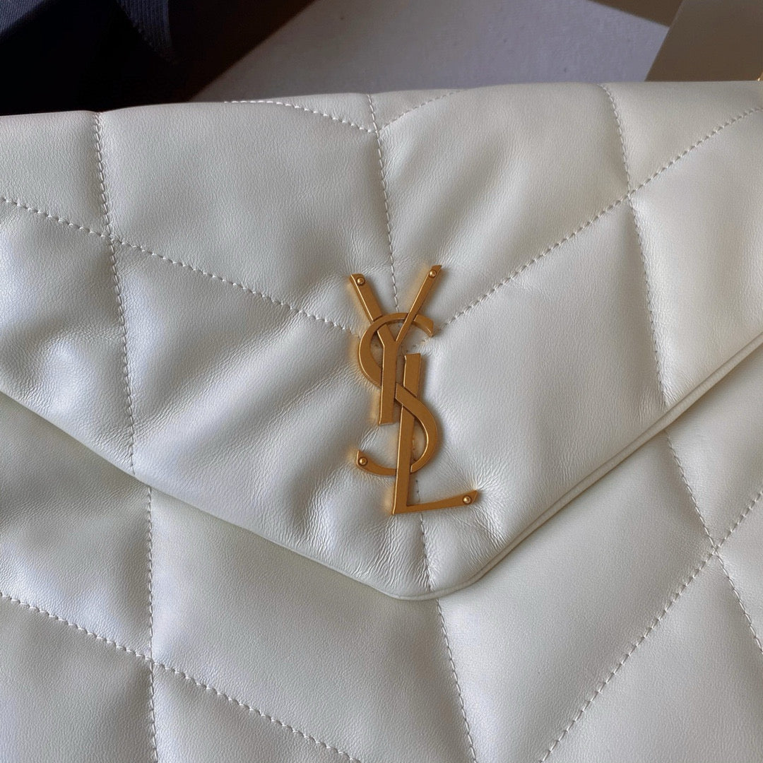 Loulou Puffer 35cm White Quilted Lambskin Bag Ghw mysite