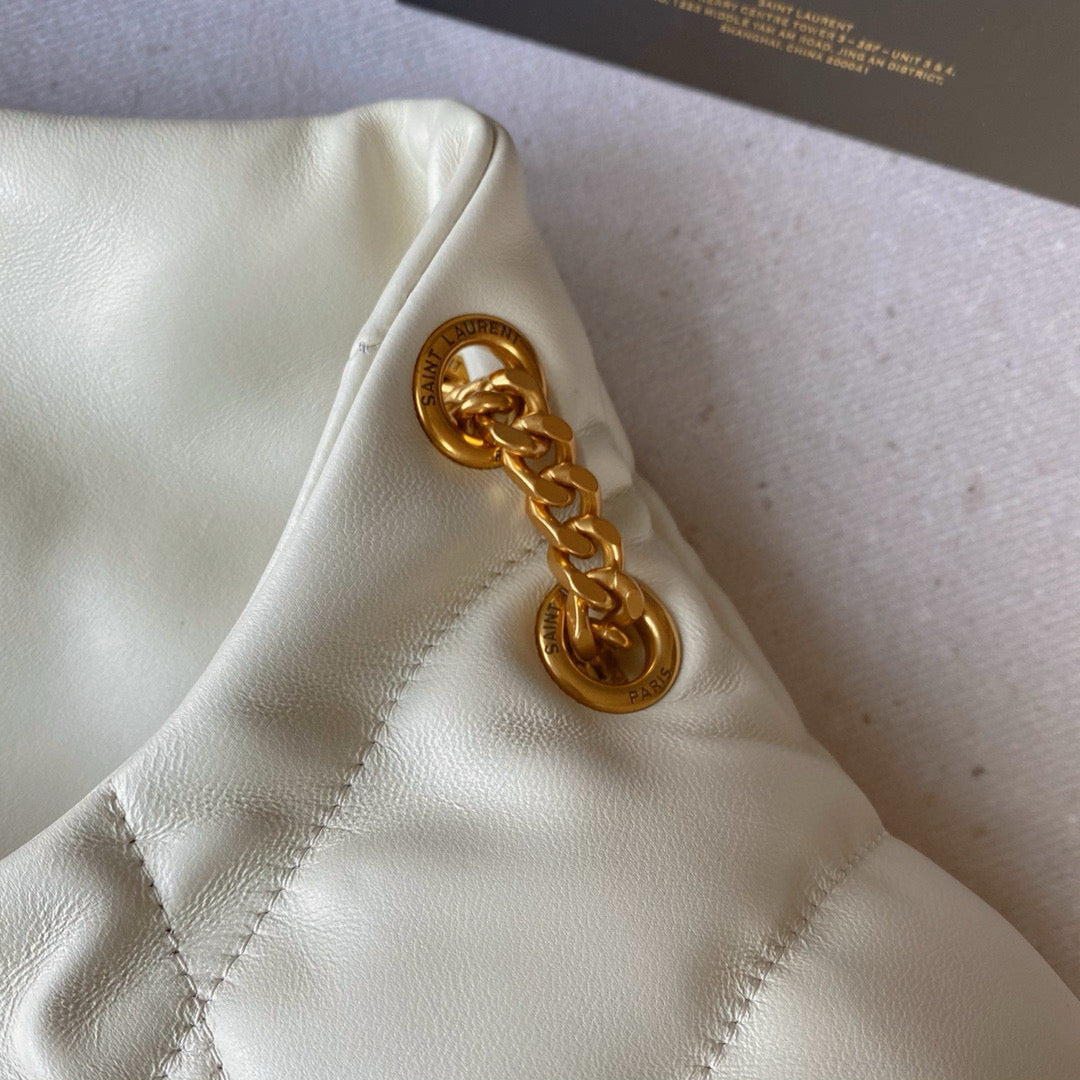 Loulou Puffer 35cm White Quilted Lambskin Bag Ghw mysite