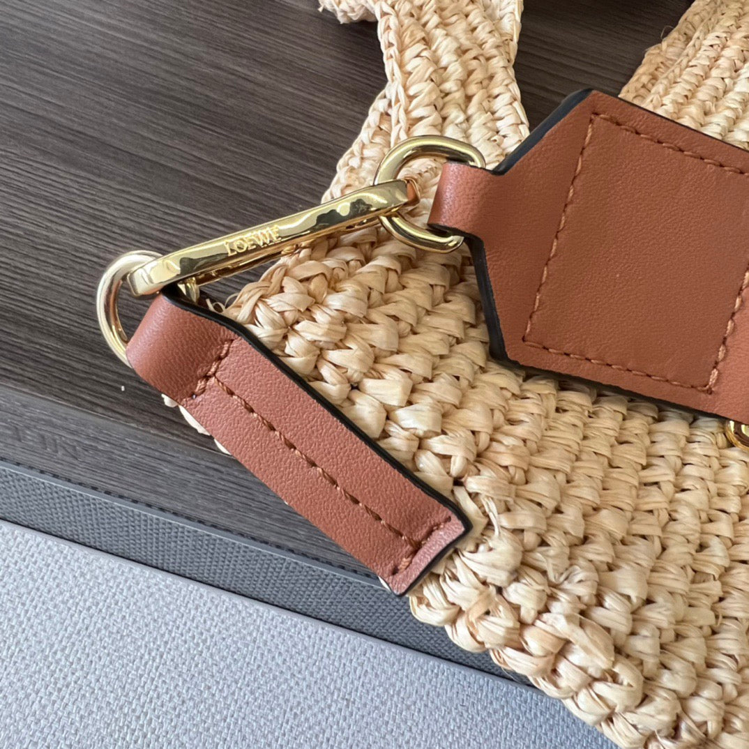 Mini Slit Tote 30cm Beige Raffia Tan Calfskin mysite