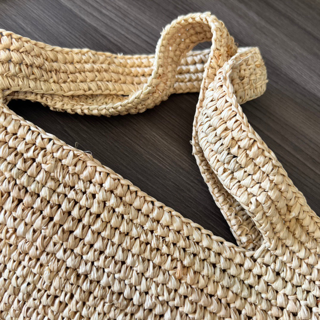 Mini Slit Tote 30cm Beige Raffia Tan Calfskin mysite