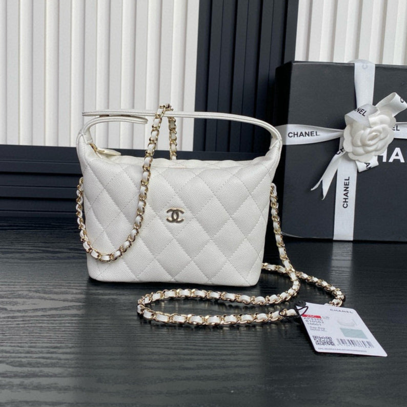 CC 25C Hobo Bag 21.5cm Top Handle White Grained Calfskin mysite