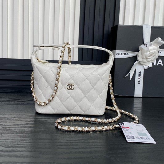 CC 25C Hobo Bag 21.5cm Top Handle White Grained Calfskin mysite
