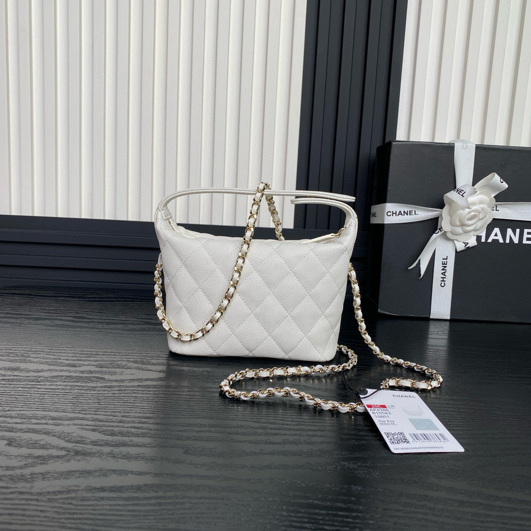 CC 25C Hobo Bag 21.5cm Top Handle White Grained Calfskin mysite