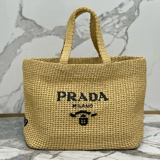 Prada Woven Tote Bag Beige Raffia mysite