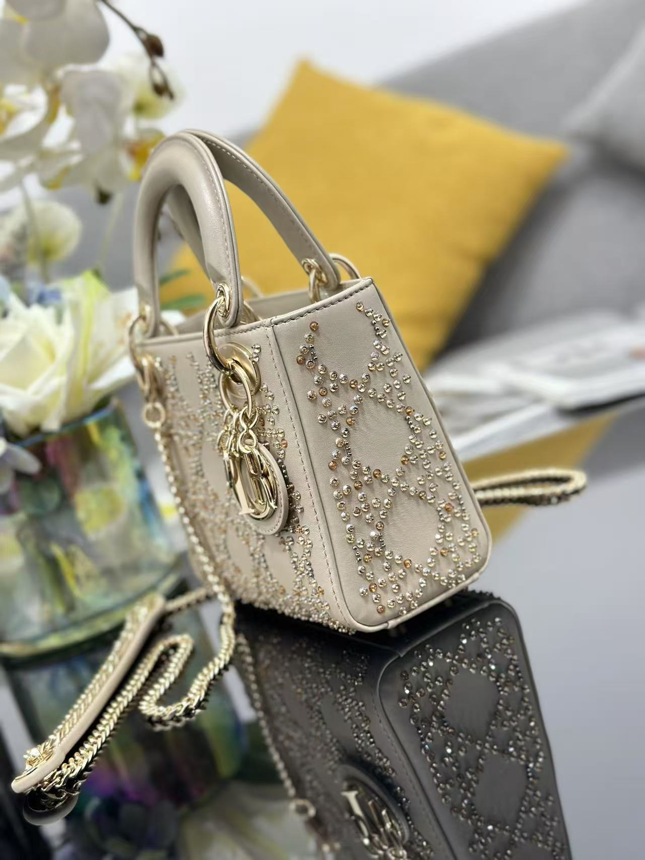 CD Lady Dior 17 Bag Beige Calfskin mysite