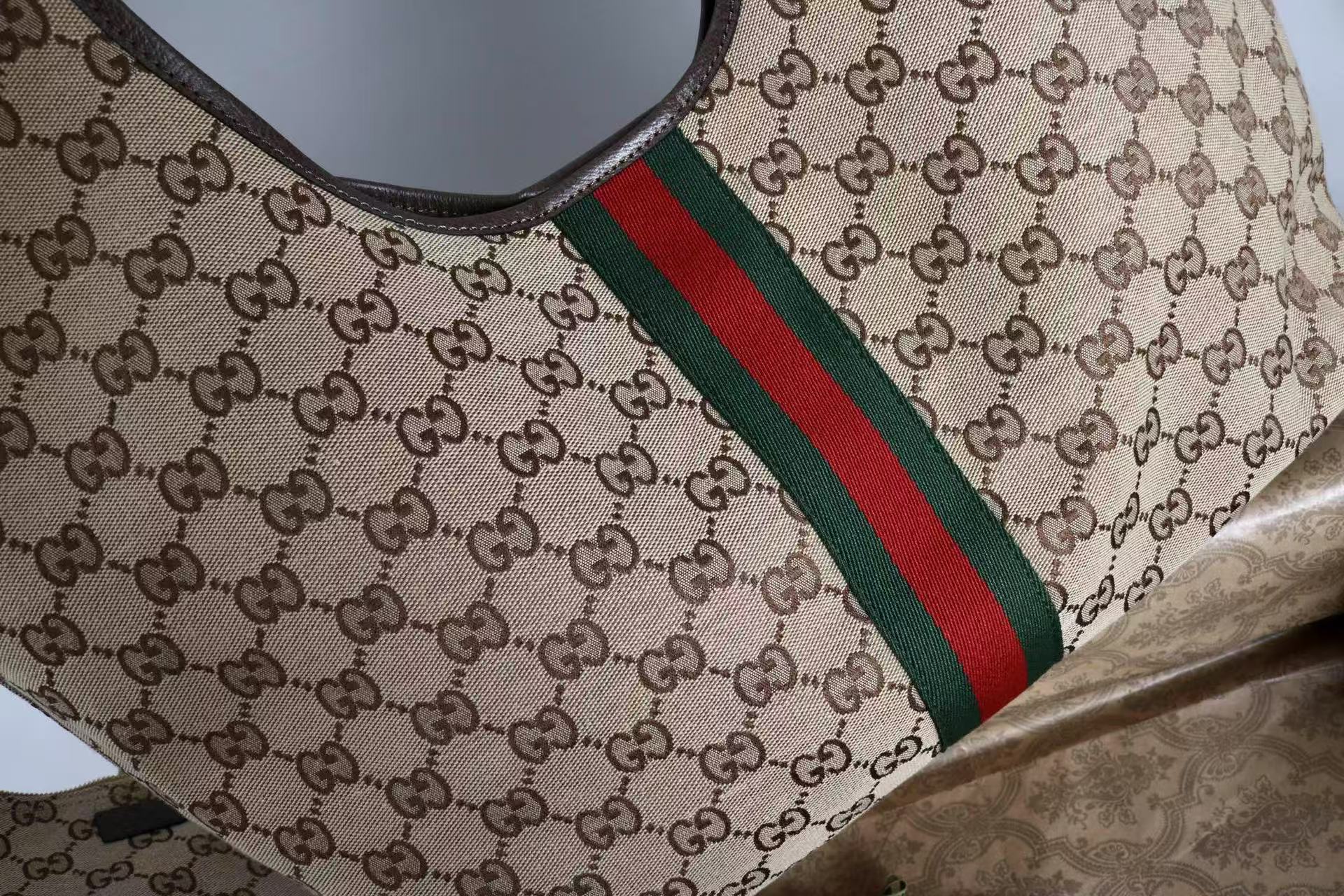 Gucci Giglio Large Tote Bag Beige and Red Denim mysite