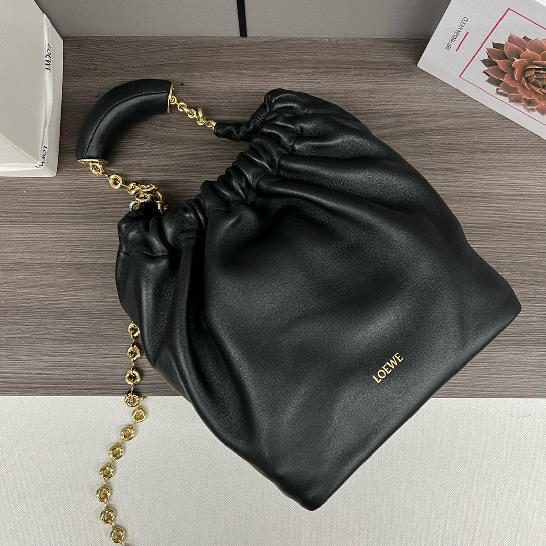 Loew Squeeze Hobo Bag 24cm Black Lambskin Ghw mysite