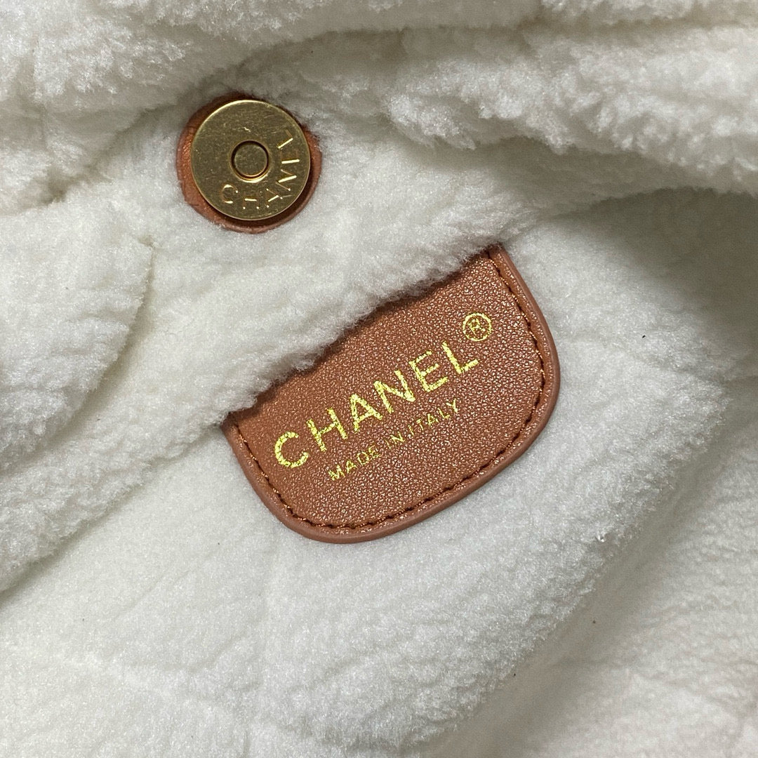 CC 22 Bag 35cm Brown White Shearling Lambskin mysite