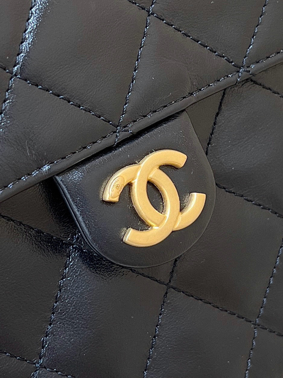 CC 25C Hobo Bag Large 40cm Balck Polished Calfskin Gold Hardware mysite