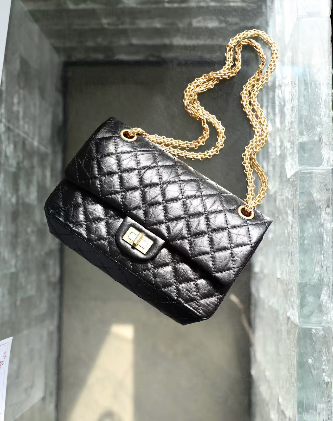 CC Classic 2.55 Flap Bag 24cm Black Aged Lambskin mysite