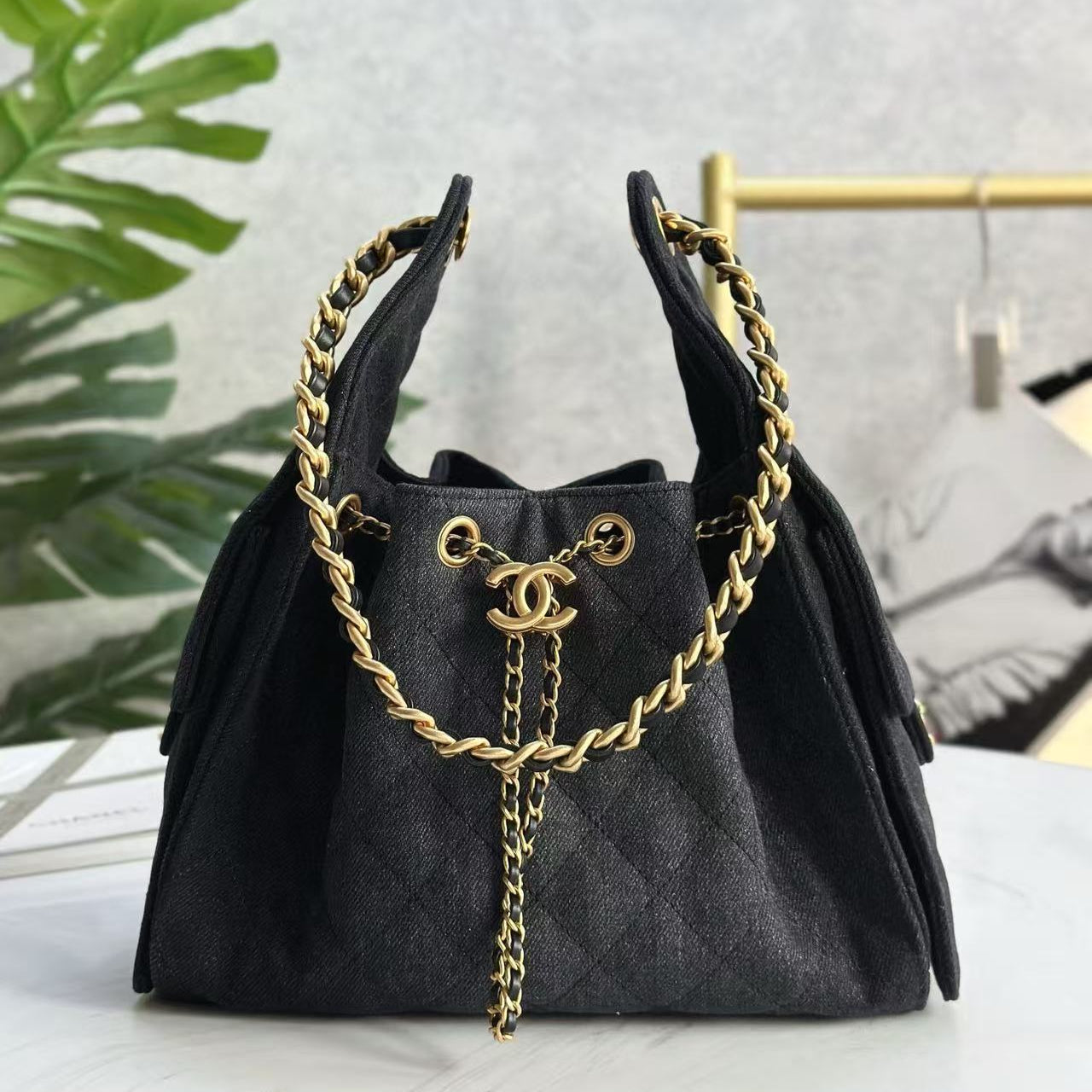 CC 25C Hobo Bag 30cm Black Denim mysite