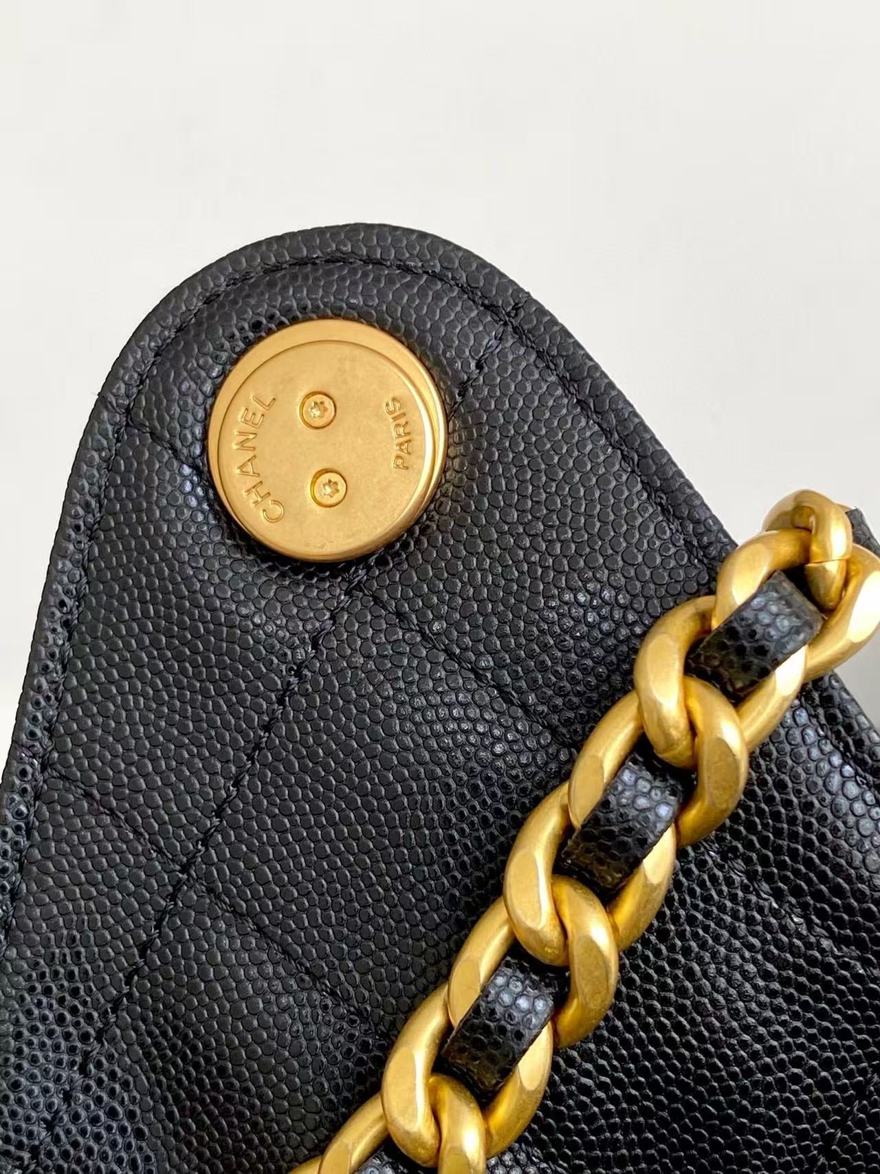 CC 25C Hobo Bag 30cm Black Grained Calfskin mysite