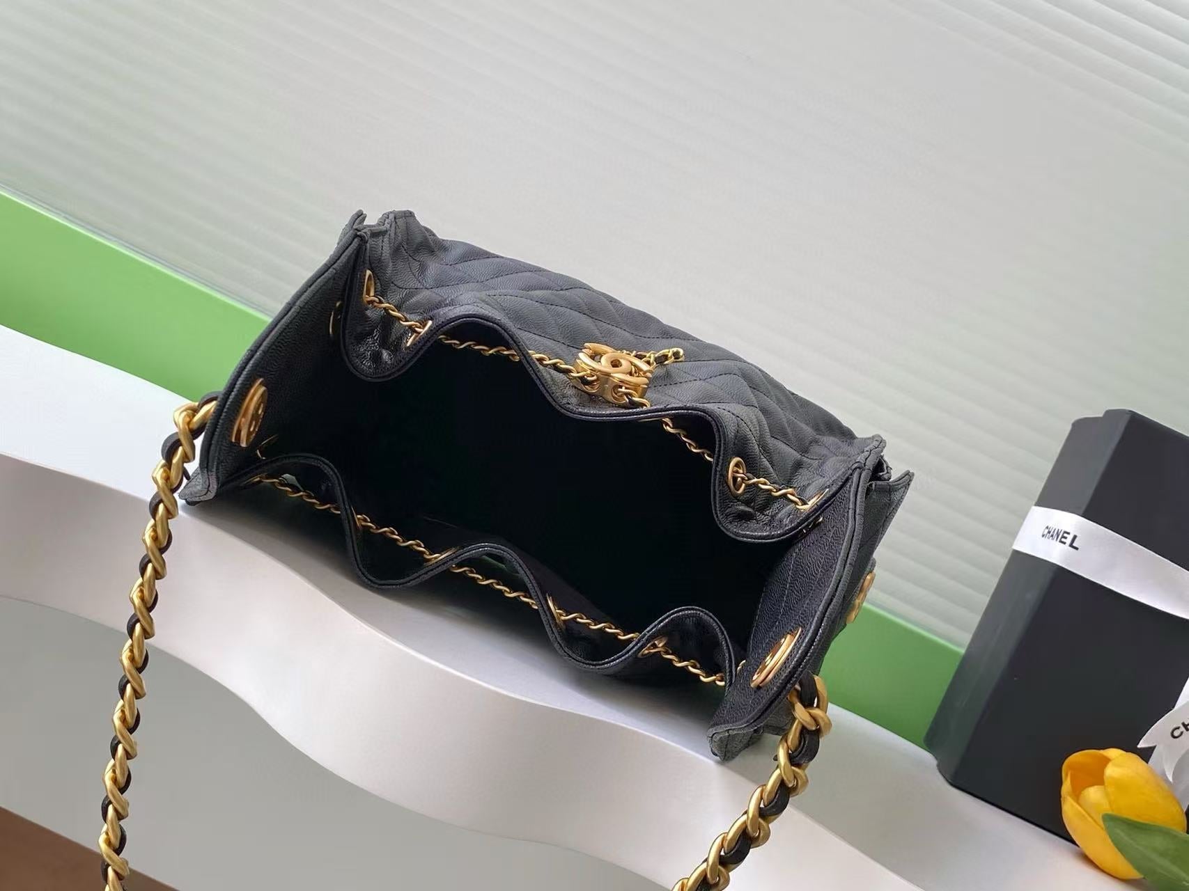 CC 25C Hobo Bag 30cm Black Grained Calfskin mysite