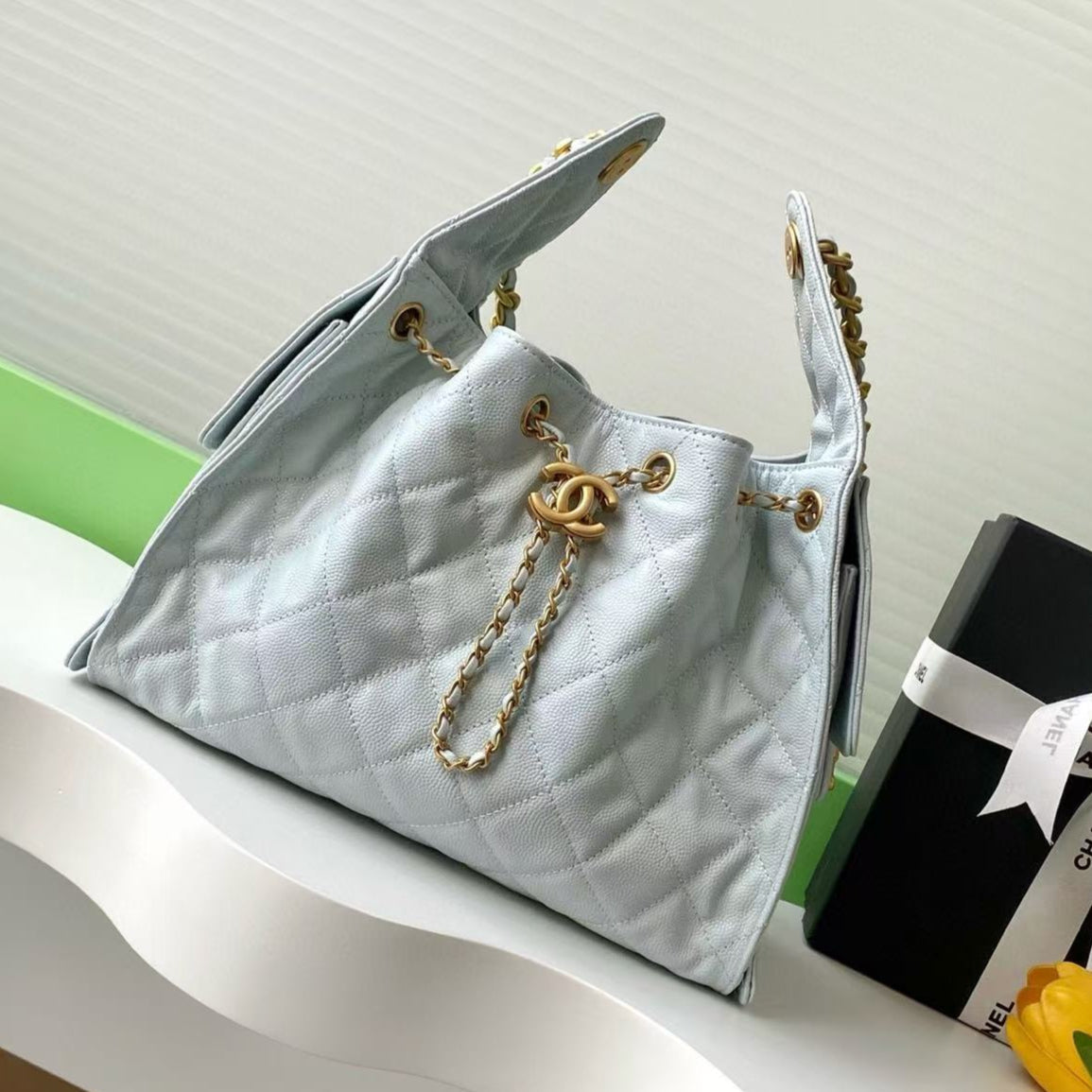 CC 25C Hobo Bag 30cm Light Blue Grained Calfskin mysite