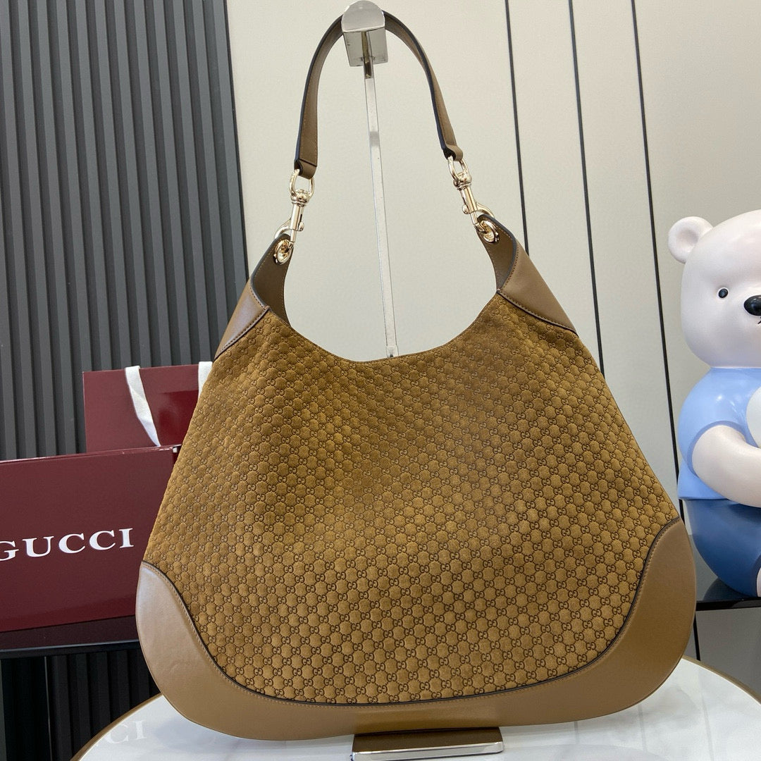 GG Tote Bag Brown Velvet Embossed and Leather mysite
