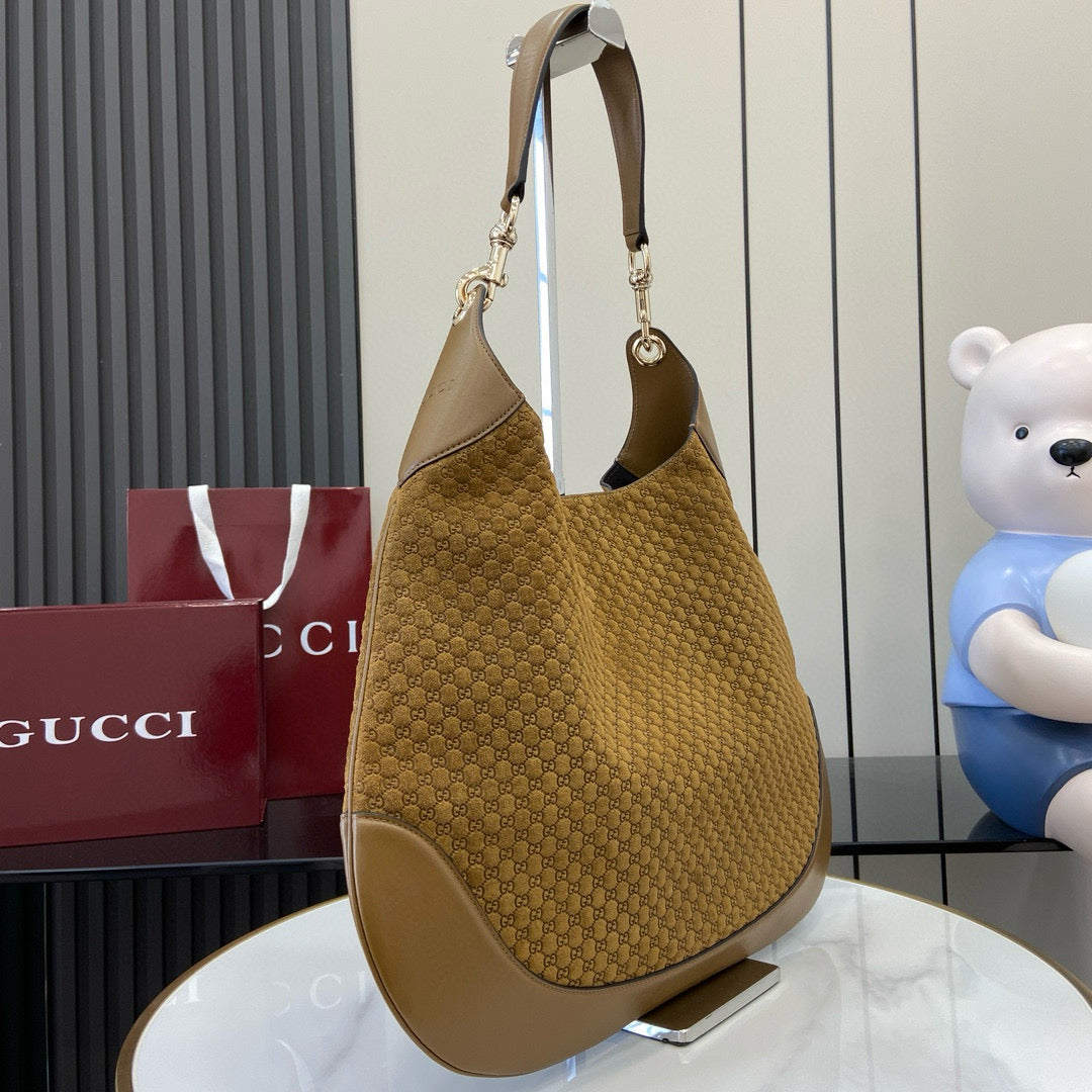 GG Tote Bag Brown Velvet Embossed and Leather mysite