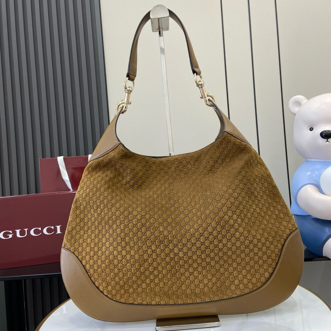 GG Tote Bag Brown Velvet Embossed and Leather mysite