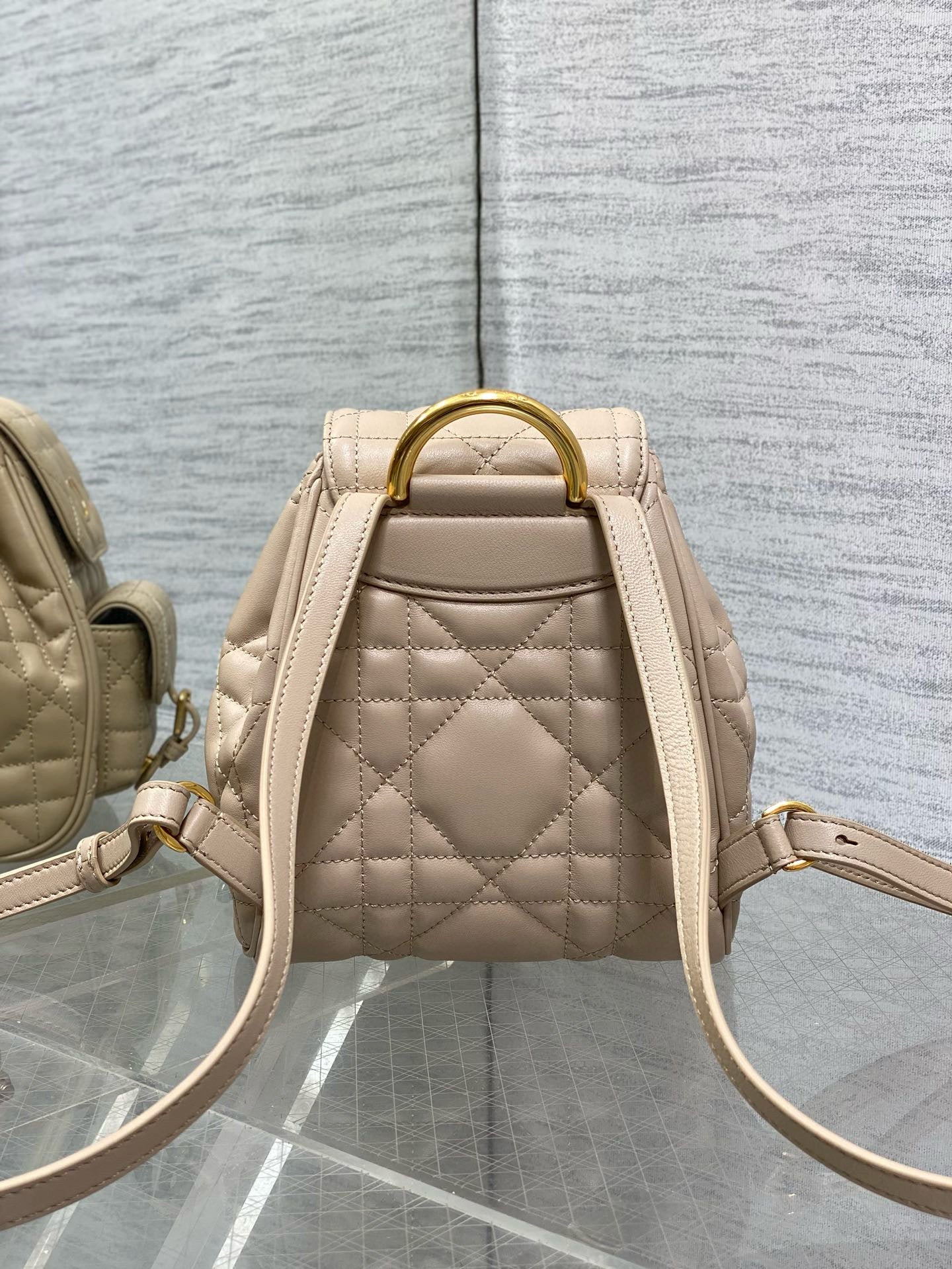 Small CD Caro Blackpack 18cm Powder Beige Macrocannage Lambskin mysite