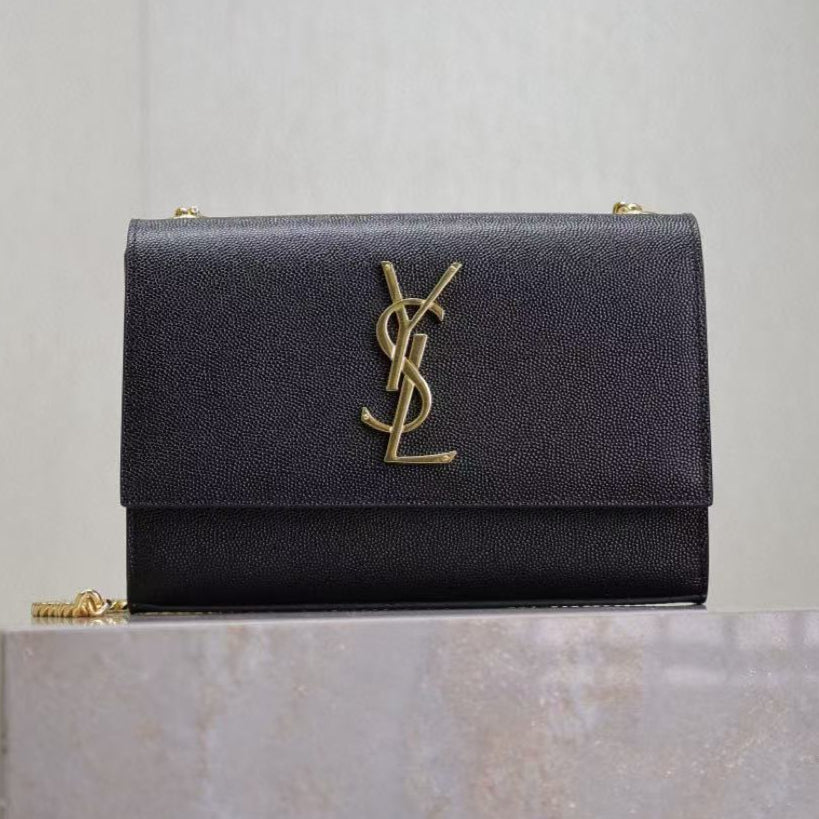 YSL Kate Small Chain Bag 20cm Black Gold Grained Calfskin mysite