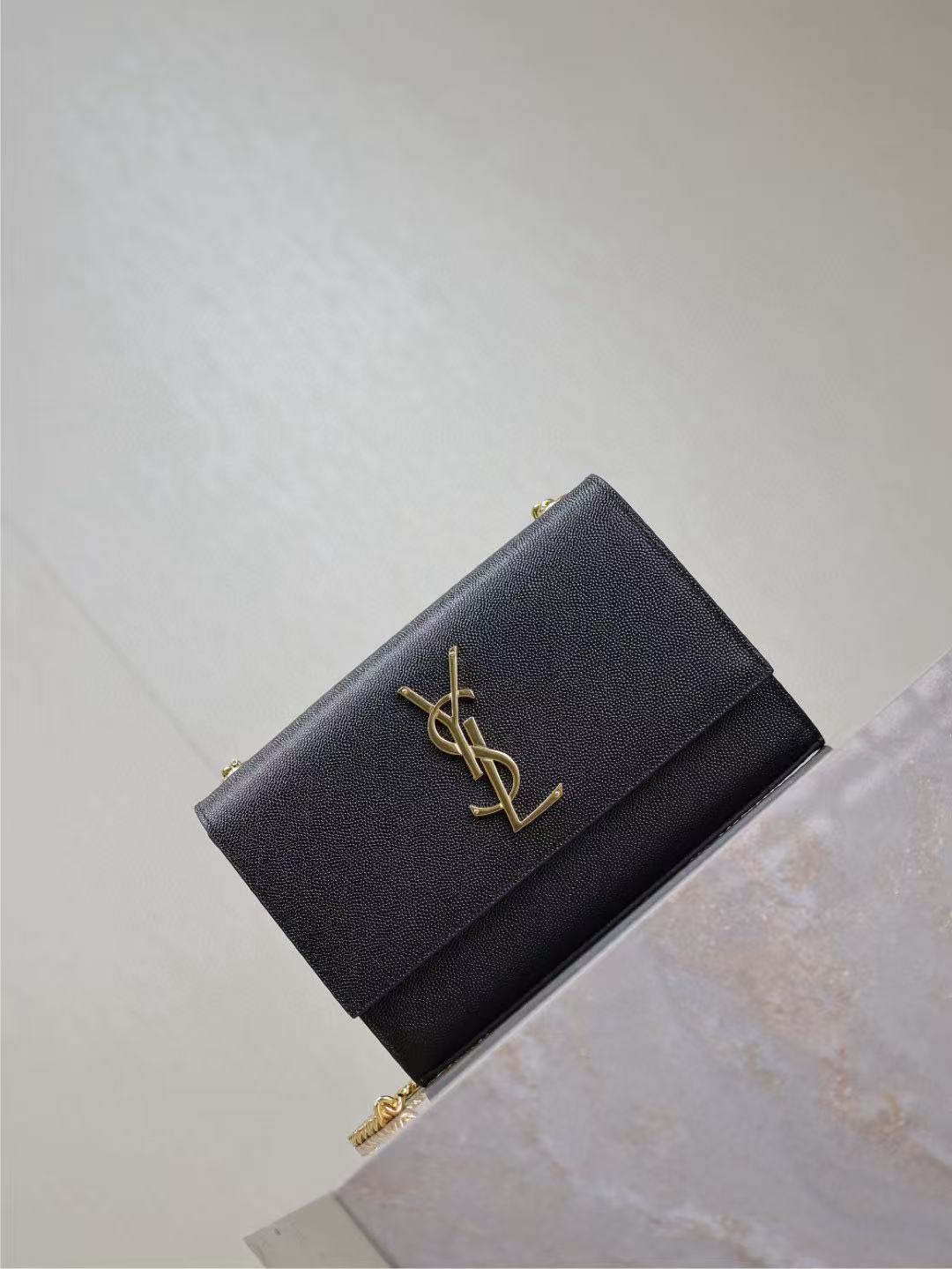 YSL Kate Small Chain Bag 20cm Black Gold Grained Calfskin mysite