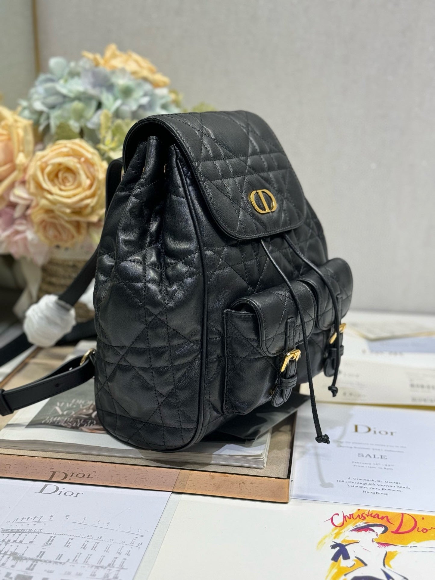 CD Caro Medium Size Backpack Black Sheepskin  23 x 26.7 x 12.5 cm mysite