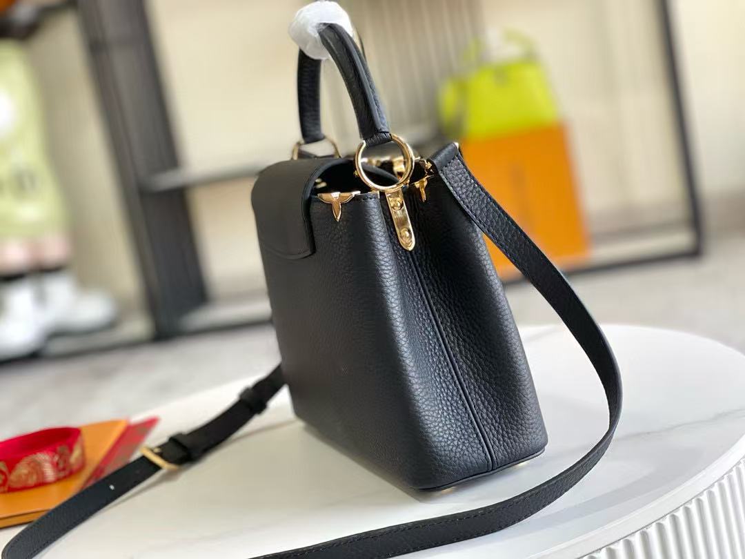 LV Capucines Handbag 27cm  Black Gold Cowhide mysite