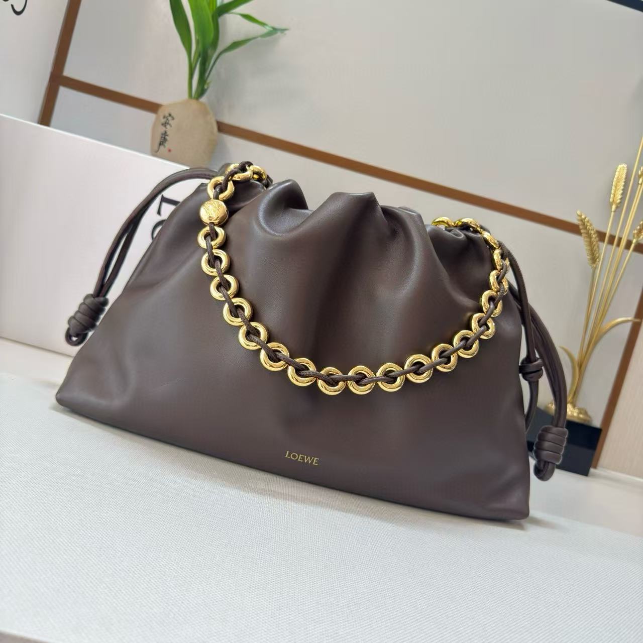 Loewe Flamenco Purse 41 Bag Dark Brown Nappa Lambskin mysite