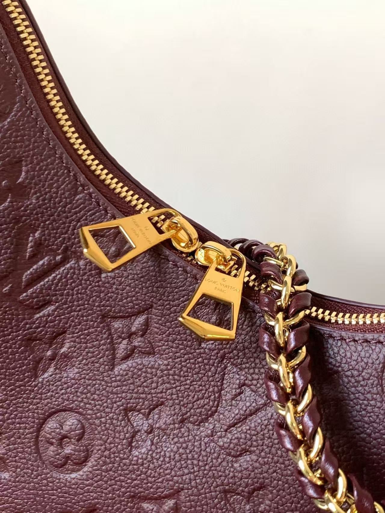 LV Boulogne PM Bag Burgundy Gold Embossed Grained Cowhide Leather mysite