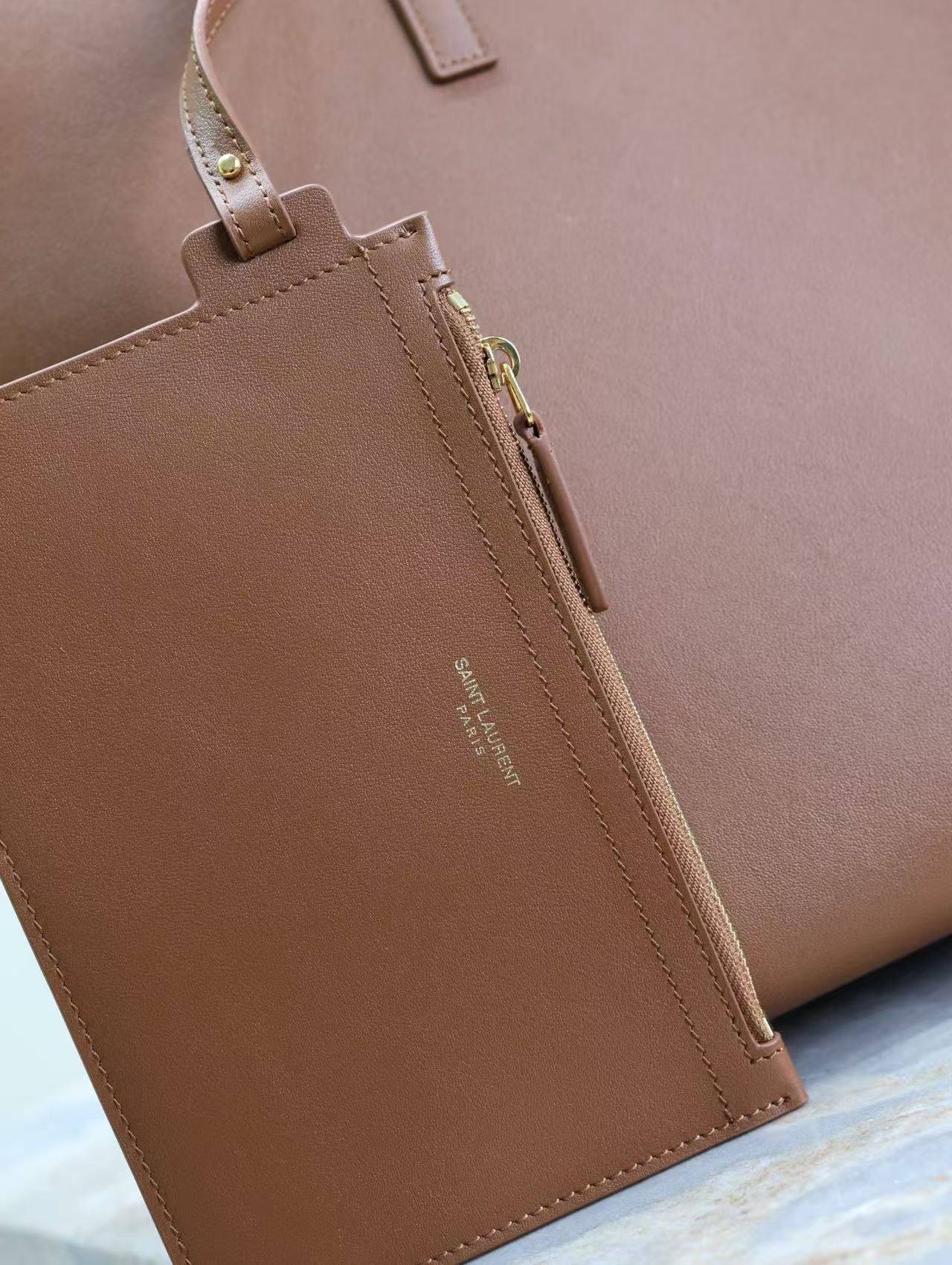 YSL 2025 Tote 38cm Bag Brown Smooth Leather mysite