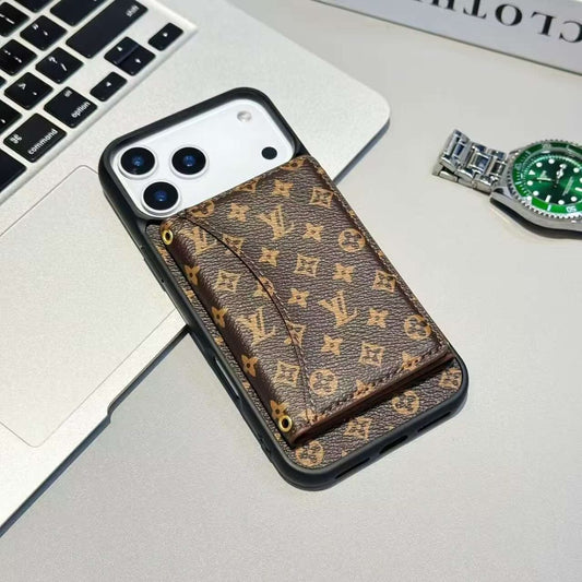 Luxury Card Holder Wallet LV Style Phone Case for iPhone 17/ 16/ 15/ 14s mysite
