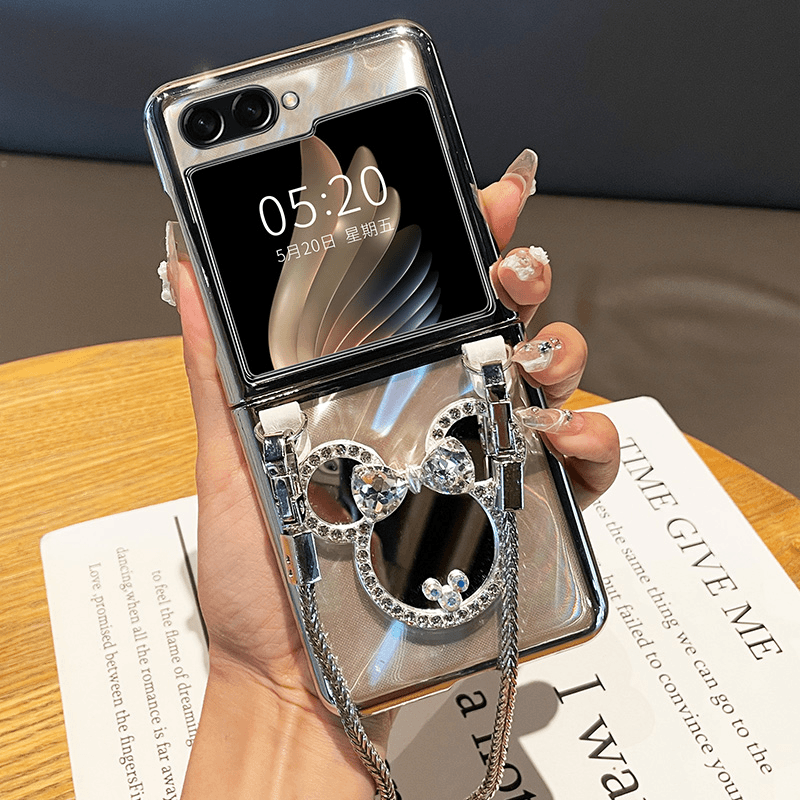 Samsung Makeup Mirror Hand Silver Chain Galaxy Z Flip 6/5/4/3 Cases mysite