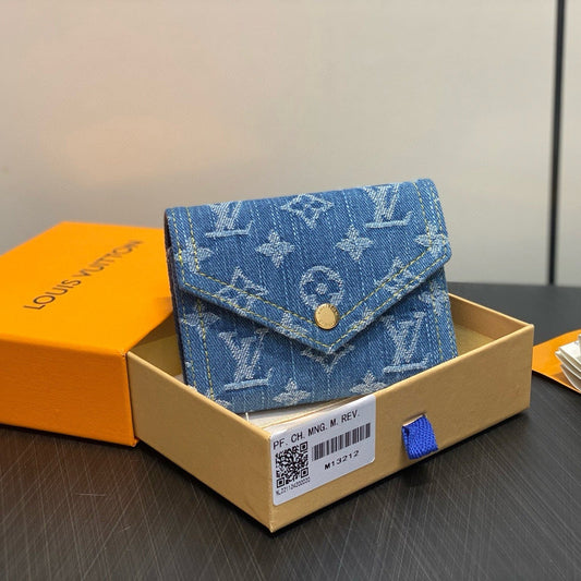 LV Victorine Monogram Wallet Denim Blue Cotton Cowhide mysite