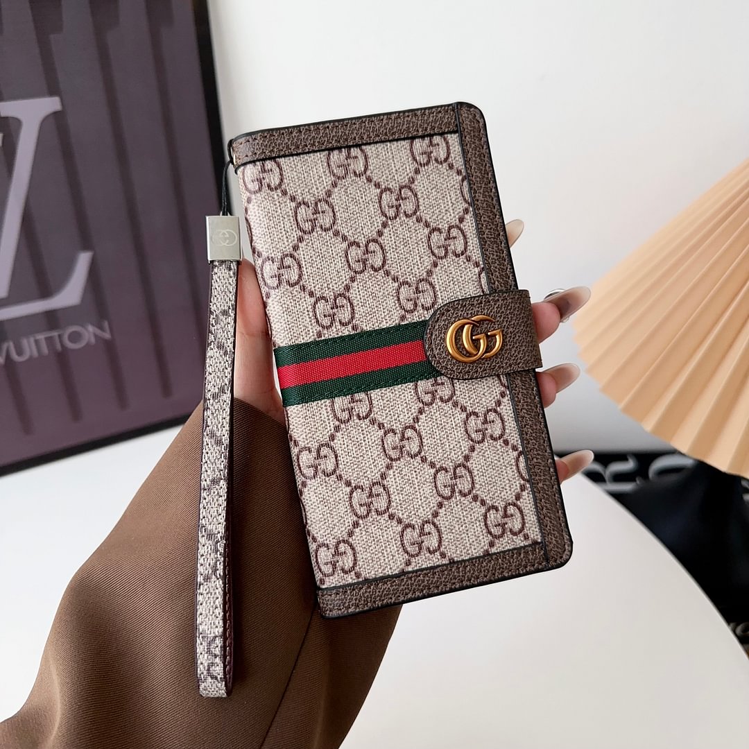 Premium Genuine Leather Monogram Canvas Wallet Card Holder iPhone Cases mysite