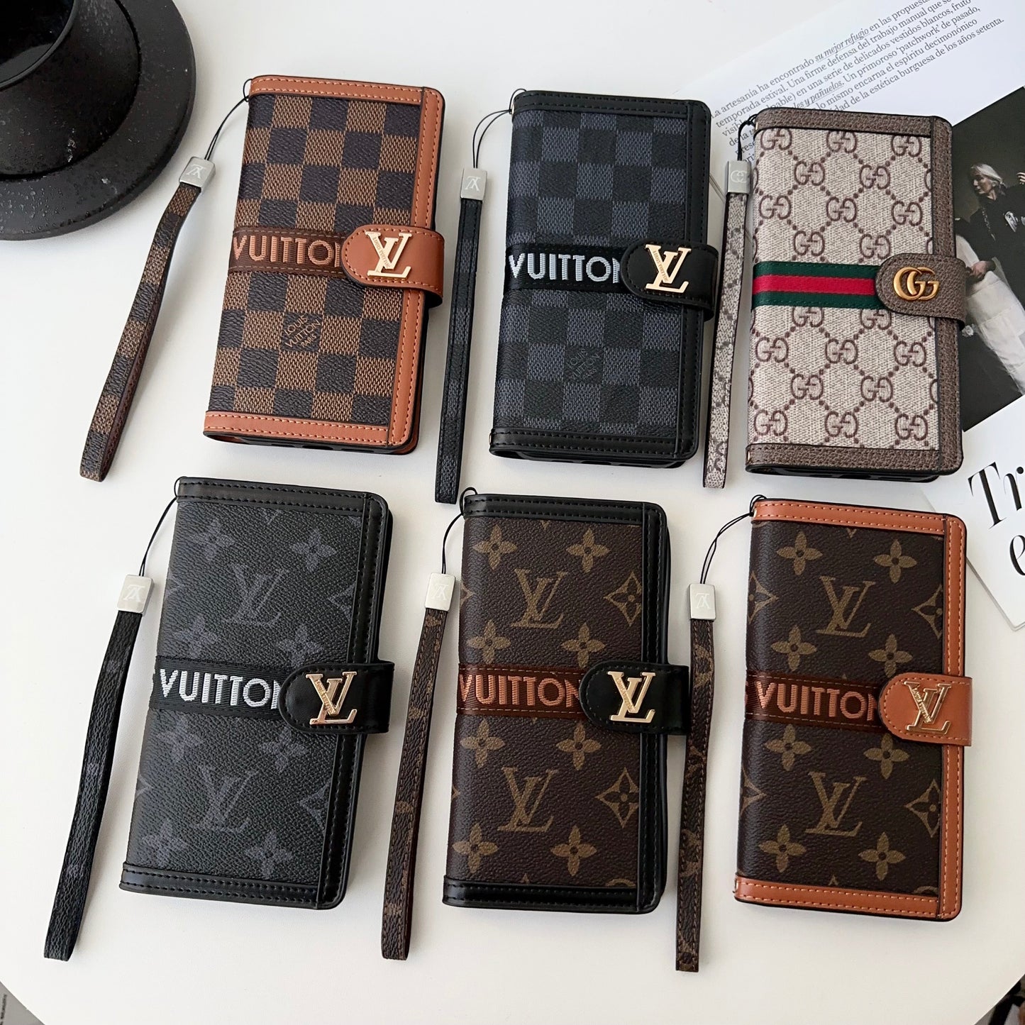 Premium Genuine Leather Monogram Canvas Wallet Card Holder iPhone Cases mysite