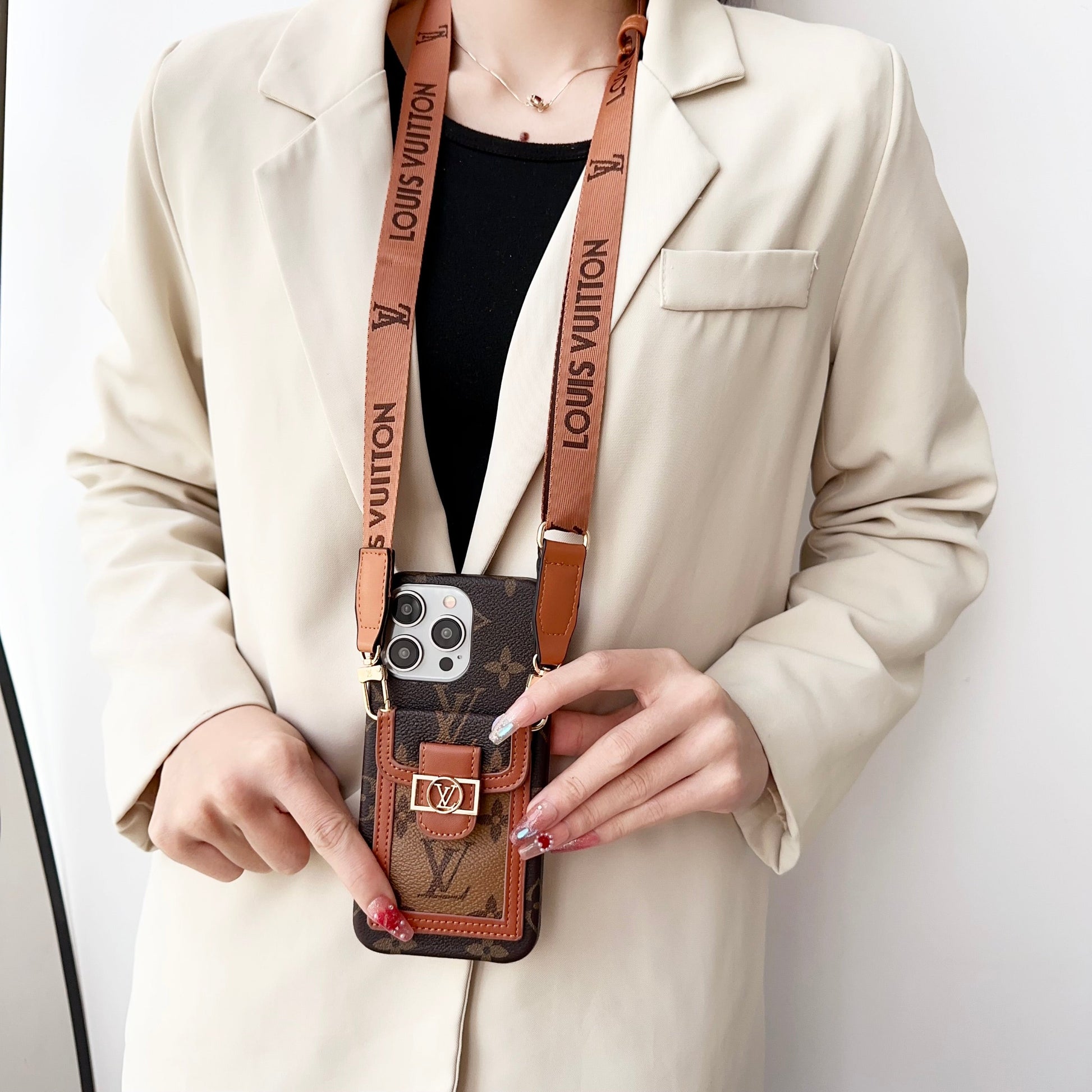 Luxury DAUPHINE LEATHER MONOGRAM CROSSBODY IPHONE CASEs mysite