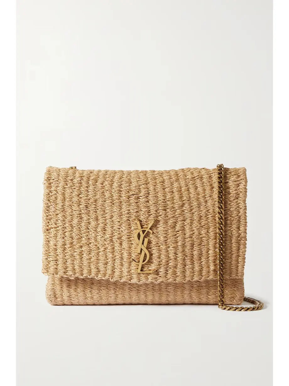 YSL SAINT LAURENT Kate medium raffia shoulder Bag mysite