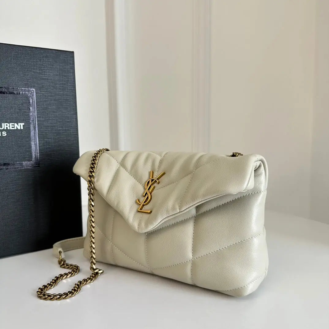YSL  Loulou Puffer Toy Bag In Quilted Lambskin White Size 23x15.5x8.5 mysite