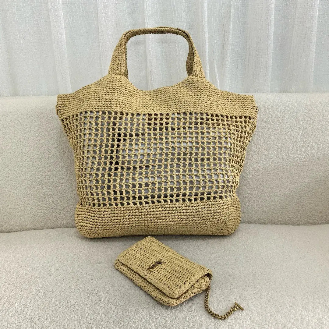 SAINT LAURENT YSL Raffia Icare Tote Bag mysite