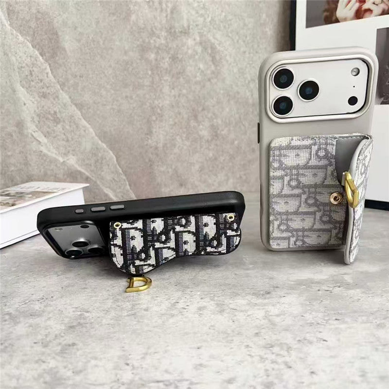 Dior Leather Phone Case With Card Holder For iPhone 17-12s mysite