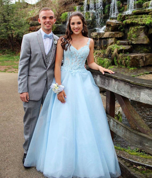 BLUE TULLE LACE LONG BALL GOWN PROM DRESS   cg11083s mysite