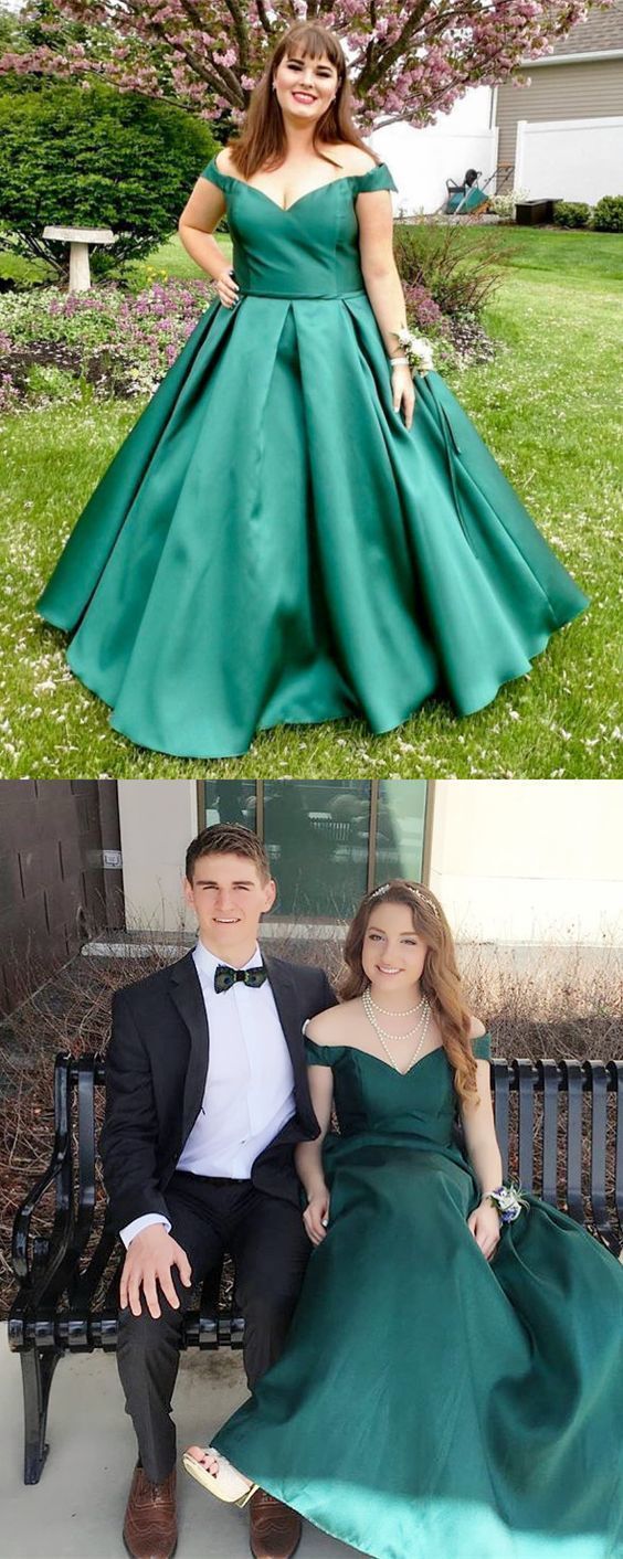 Off the Shoulder Dark Green Ball Gown Prom Dress, Charming Evening Dress   cg11546s mysite