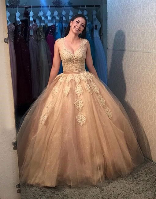 Charming Prom Dress, Elegant Appliques Ball Gown Prom Dresses, Tulle Quinceanera Dresses   cg13211s mysite