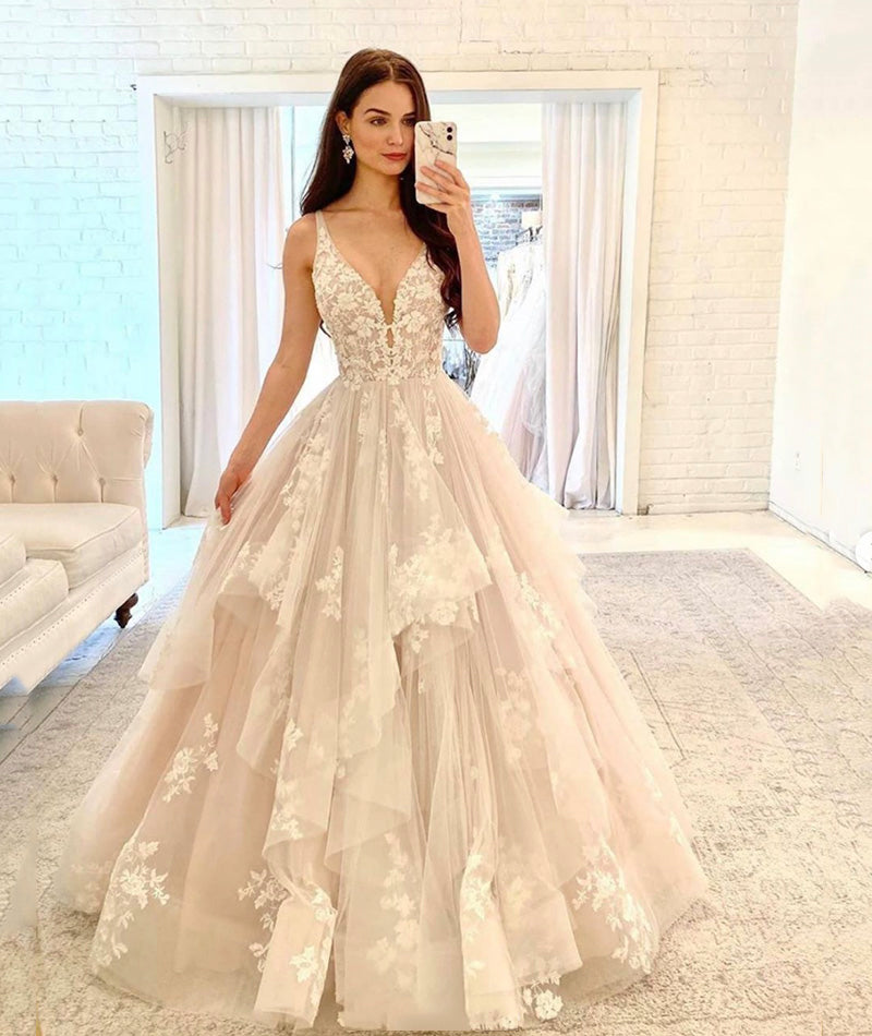 A LINE V NECK TULLE LACE LONG BALL GOWN PROM DRESS FORMAL DRESS   cg13374s mysite