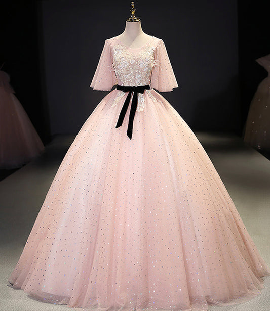 PINK TULLE LACE LONG BALL GOWN PROM DRESS FAHION DRESS     cg21251s mysite