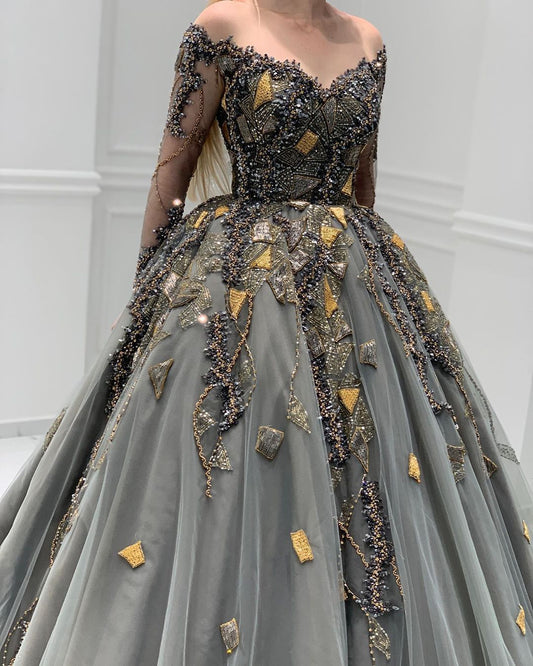 beaded prom dresses, ball gown prom dresses, long prom dresses ,grey prom dresses    cg21299s mysite