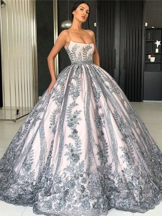 Spaghetti Straps Lace Appliques Evening Dresses | Luxury Princess Ball Gown Prom Dress  cg6307s mysite
