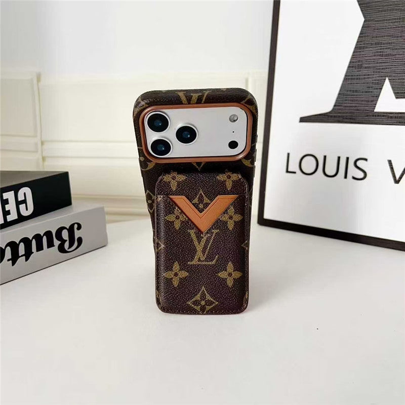 Lv Leather Card Holder Phone Case For iPhone 17 / 16 / 15 / 14/ 13s mysite